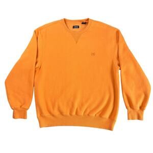 IZOD Sweatshirt Mens M Orange Fleece Crewneck Pullover Embroidered Logo